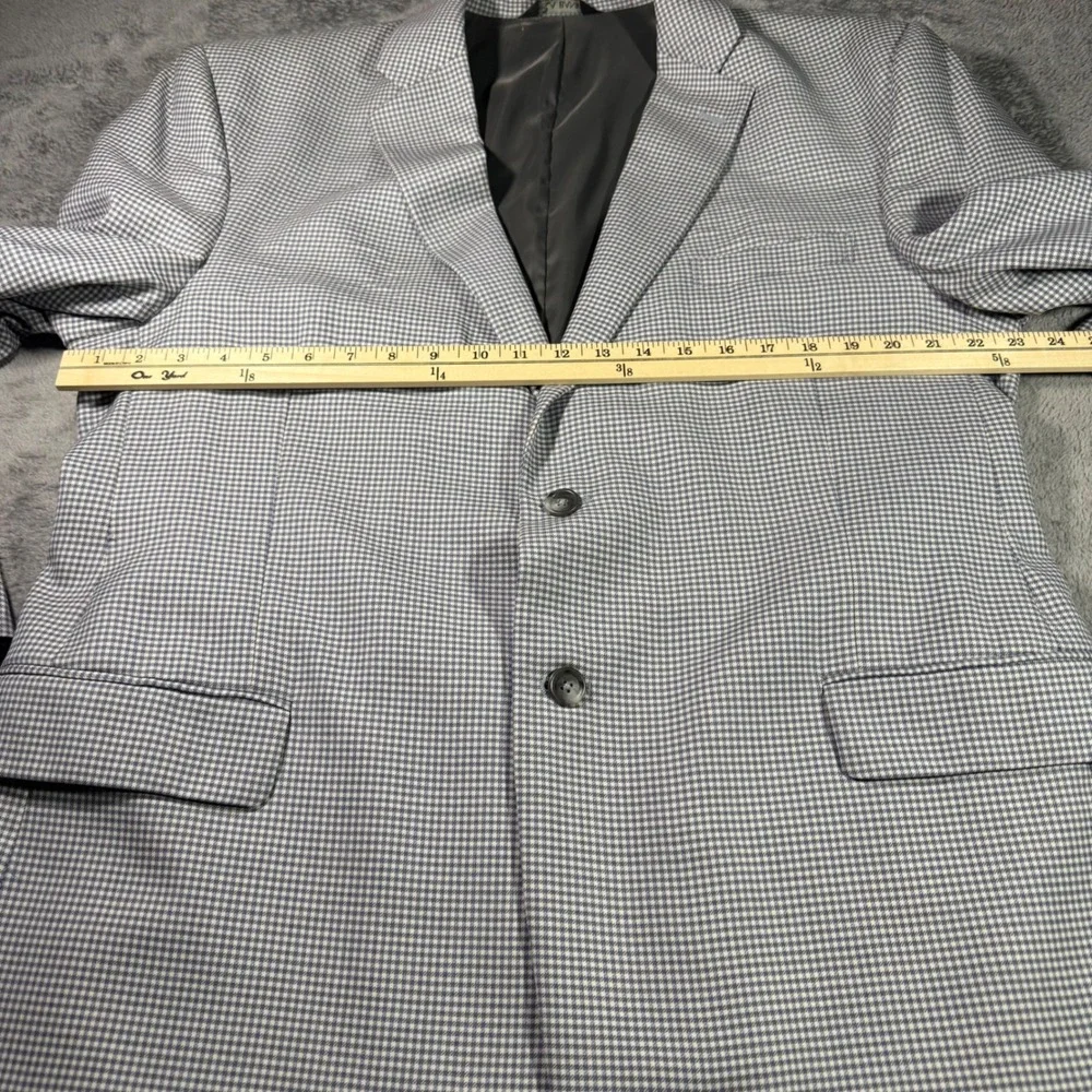 Jos A Bank Travelers Collection 48R Blazer Blue White Micro Houndstooth Wool